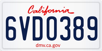 CA license plate 6VDO389