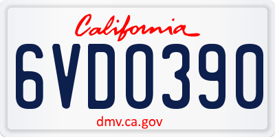 CA license plate 6VDO390