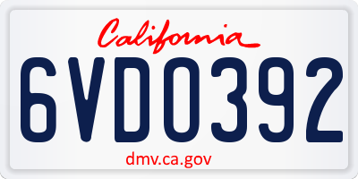 CA license plate 6VDO392