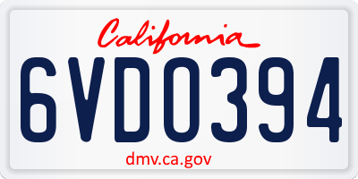 CA license plate 6VDO394