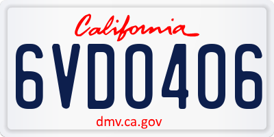 CA license plate 6VDO406