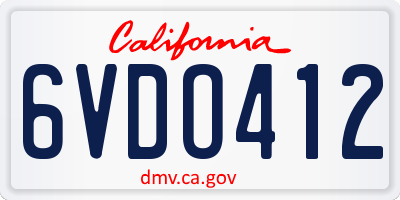 CA license plate 6VDO412