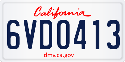 CA license plate 6VDO413