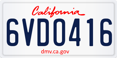 CA license plate 6VDO416