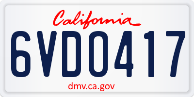 CA license plate 6VDO417