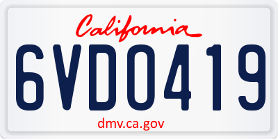 CA license plate 6VDO419