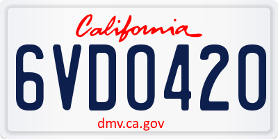 CA license plate 6VDO420