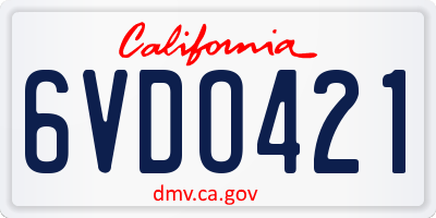 CA license plate 6VDO421