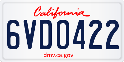 CA license plate 6VDO422