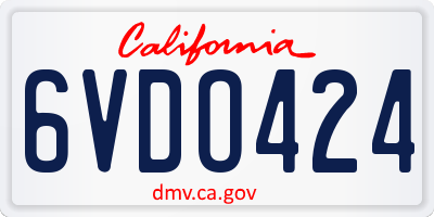 CA license plate 6VDO424