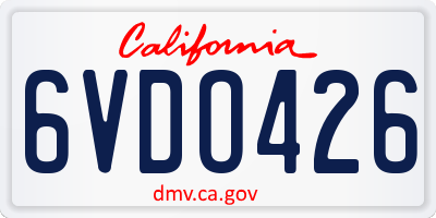 CA license plate 6VDO426