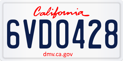 CA license plate 6VDO428