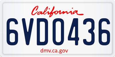 CA license plate 6VDO436