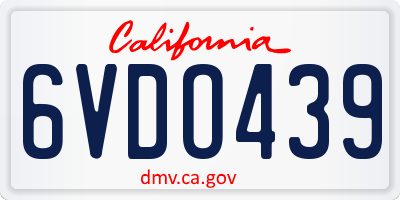 CA license plate 6VDO439