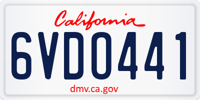 CA license plate 6VDO441