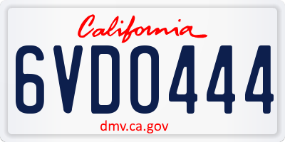 CA license plate 6VDO444
