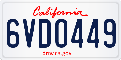 CA license plate 6VDO449