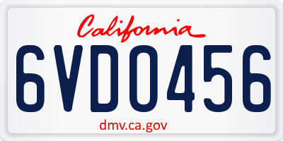 CA license plate 6VDO456