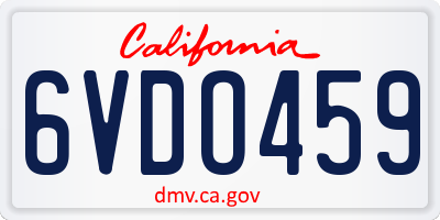 CA license plate 6VDO459