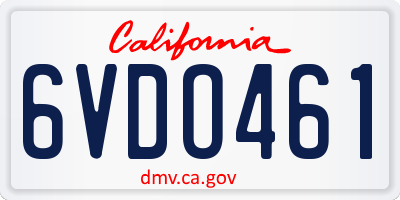 CA license plate 6VDO461
