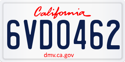 CA license plate 6VDO462