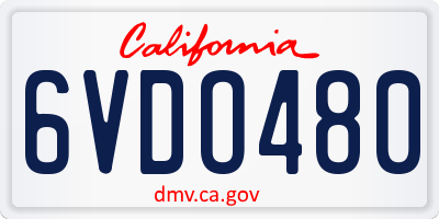 CA license plate 6VDO480