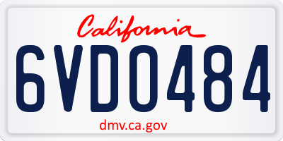 CA license plate 6VDO484