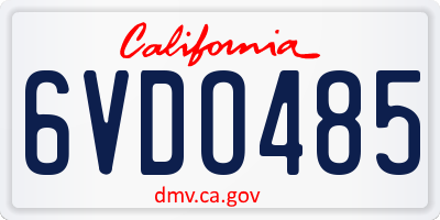CA license plate 6VDO485