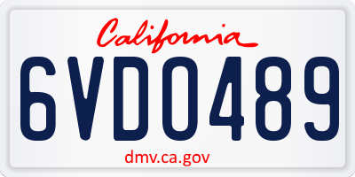 CA license plate 6VDO489