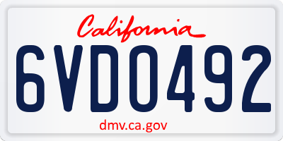 CA license plate 6VDO492