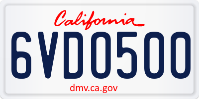 CA license plate 6VDO500