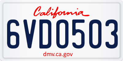 CA license plate 6VDO503