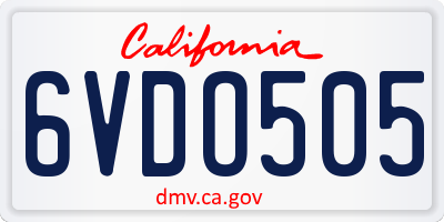 CA license plate 6VDO505