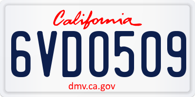 CA license plate 6VDO509