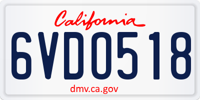 CA license plate 6VDO518