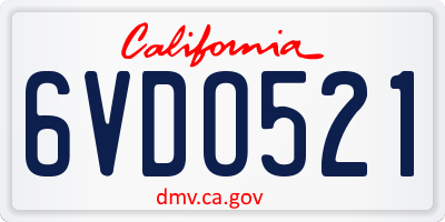 CA license plate 6VDO521