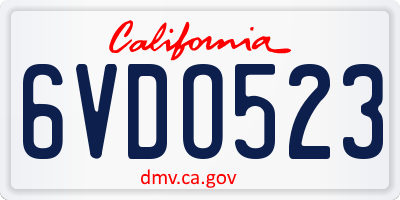 CA license plate 6VDO523