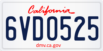 CA license plate 6VDO525