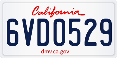 CA license plate 6VDO529