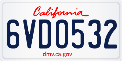 CA license plate 6VDO532
