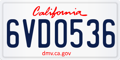 CA license plate 6VDO536