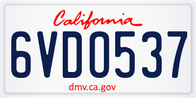 CA license plate 6VDO537