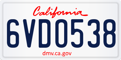 CA license plate 6VDO538