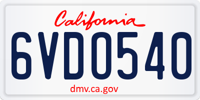 CA license plate 6VDO540