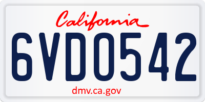 CA license plate 6VDO542
