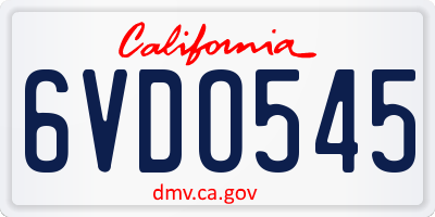 CA license plate 6VDO545