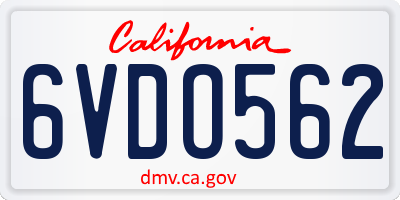 CA license plate 6VDO562