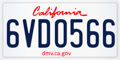 CA license plate 6VDO566