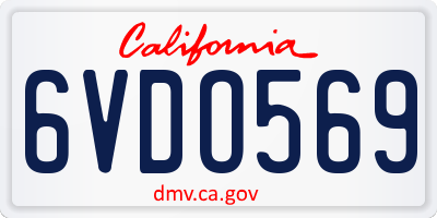 CA license plate 6VDO569