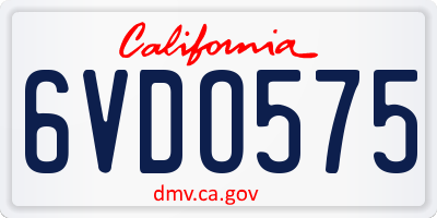 CA license plate 6VDO575